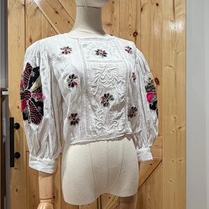 ASOS White Blouse with Colorful Embroidery